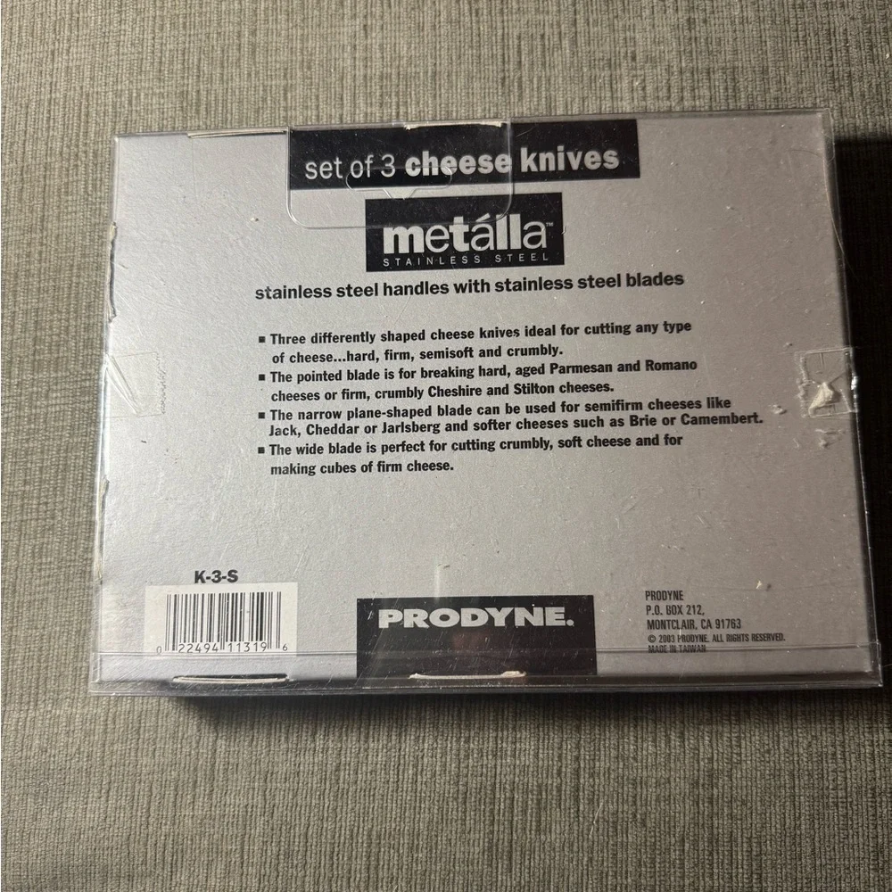 Metalla Stainless Steel Cheese Knives Set of 3 New in Box
